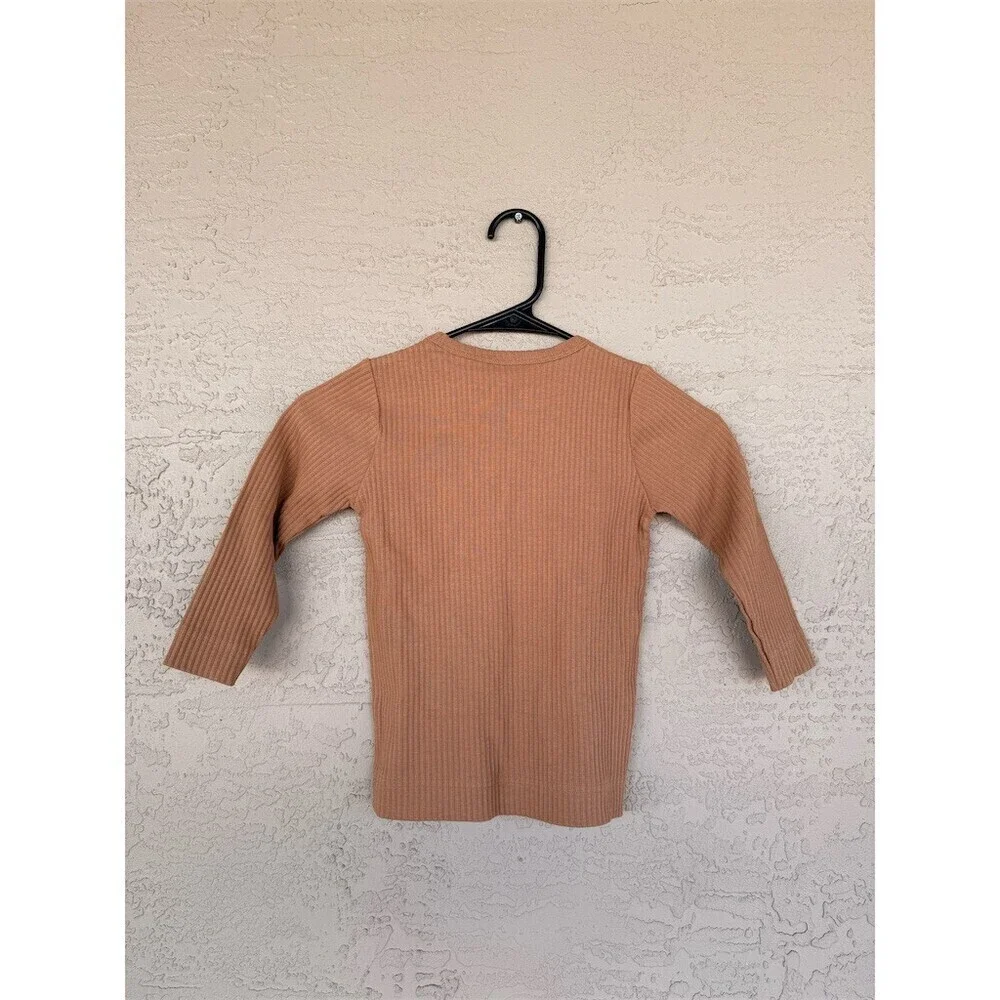 Jamie Kay Girls Long Sleeve Crew Neck Ribbed Knit Top Brown Size 4Y